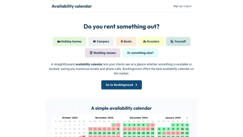 Homepage of AvailabilityCalendar.com