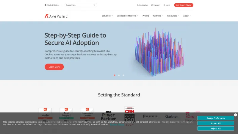 Homepage of AvePoint