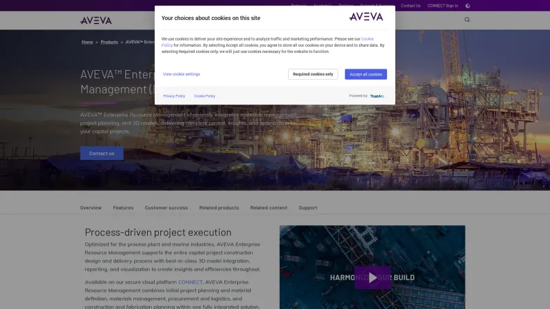 Homepage of AVEVA Enterprise Resource Management