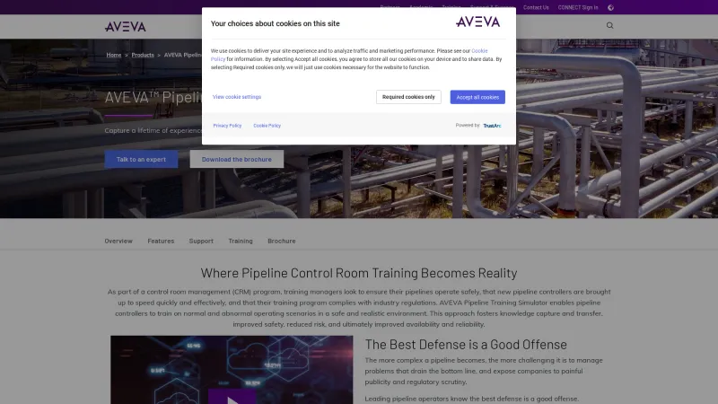 Homepage of AVEVA Pipeline Training Simulator