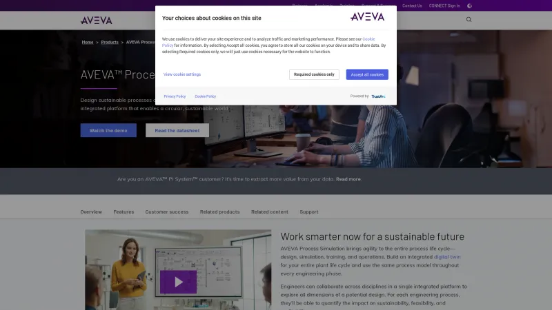 Homepage of AVEVA Process Simulation