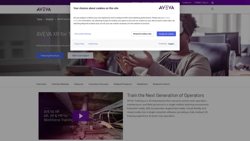 Homepage of AVEVA XR for Training
