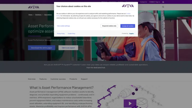 Homepage of AVEVA Asset Performance Management