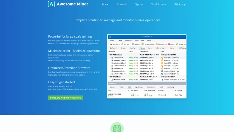 Homepage of Awesome Miner