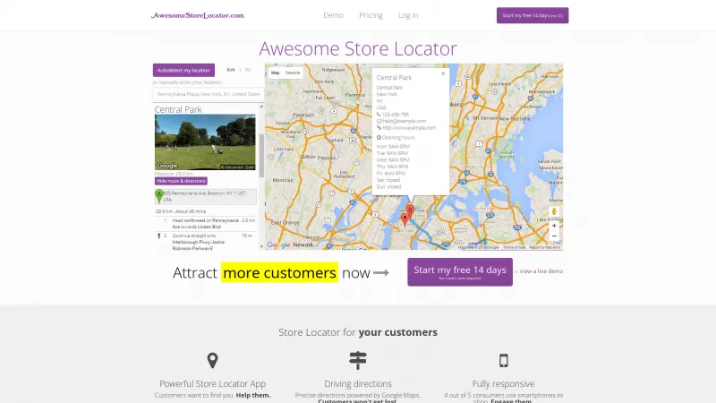 Homepage of Awesome Store Locator