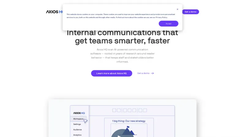 Homepage of Axios HQ