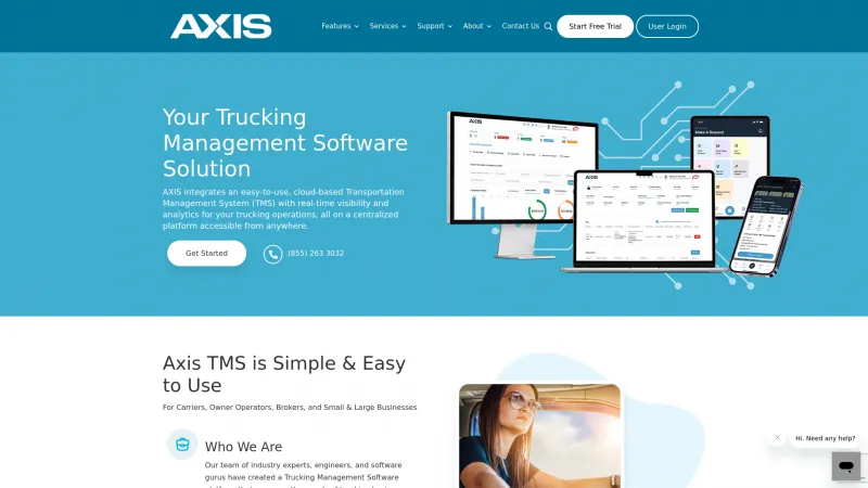 Homepage of Axis TMS