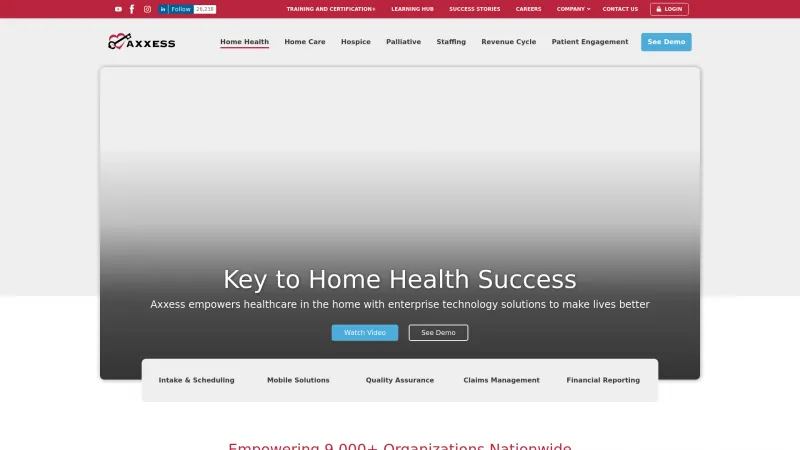 Homepage of Axxess Home Health