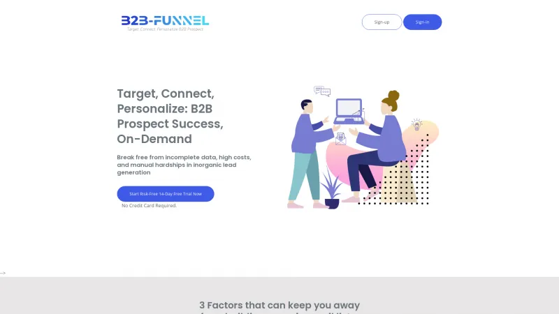 Homepage of B2B Funnel