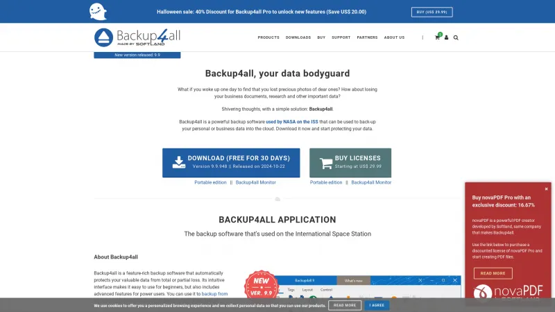 Homepage of Backup4all