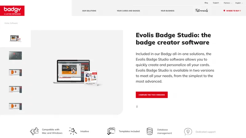 Homepage of Evolis Badge Studio