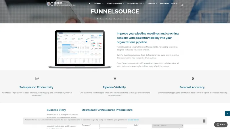 Homepage of FunnelSource