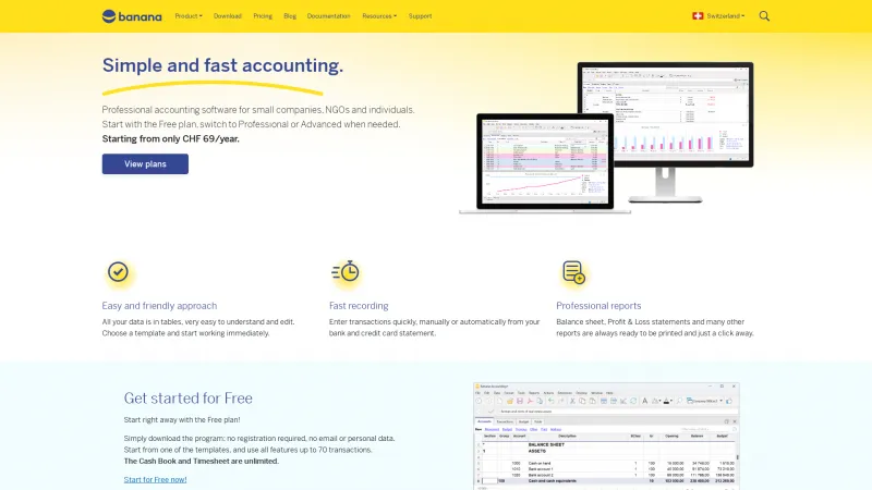 Homepage of Banana Accounting