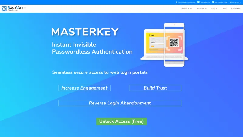 Homepage of BankVault MasterKey