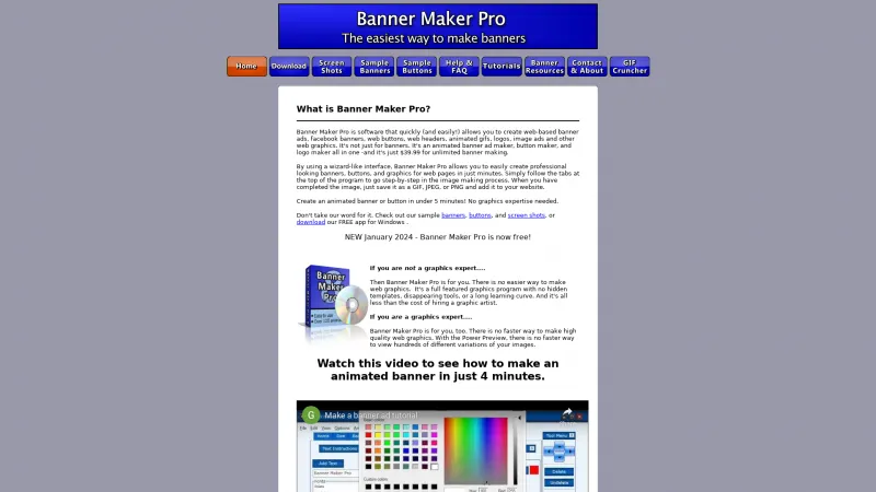 Homepage of Banner Maker Pro