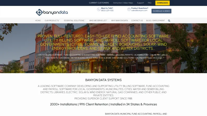 Homepage of Banyon Data Fund Accounting