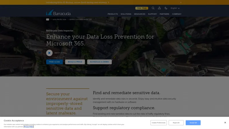 Homepage of Barracuda Data Inspector