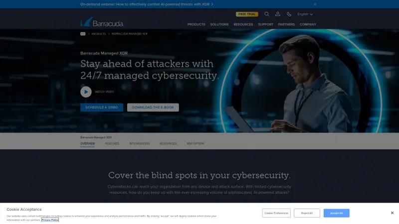 Homepage of Barracuda Managed XDR