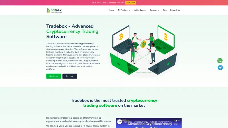 Homepage of Tradebox