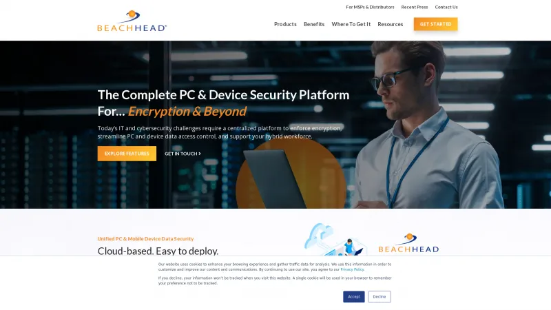 Homepage of BeachheadSecure