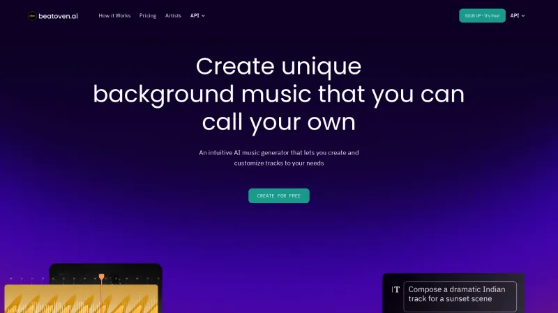Homepage of Beatoven.ai
