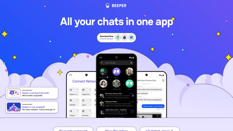 Homepage of Beeper Mini