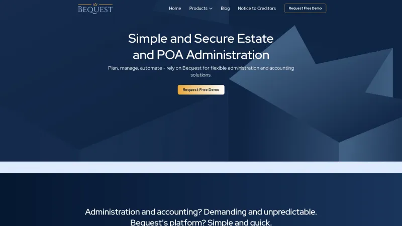 Homepage of Bequest Finance