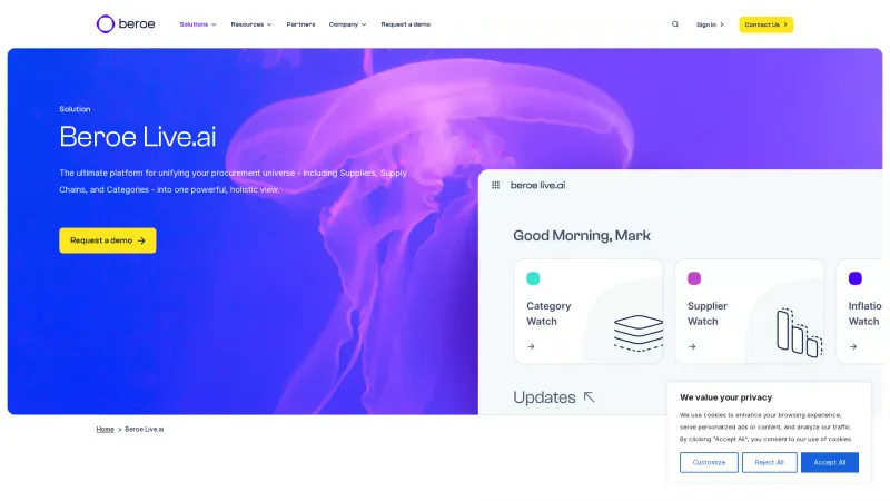 Homepage of Beroe LiVE.Ai