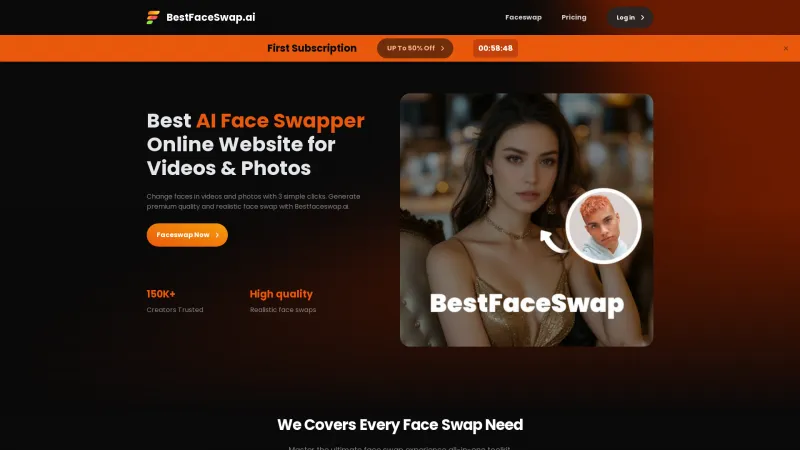 Homepage of BestFaceSwap.ai