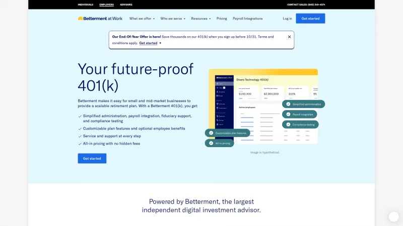 Homepage of Betterment