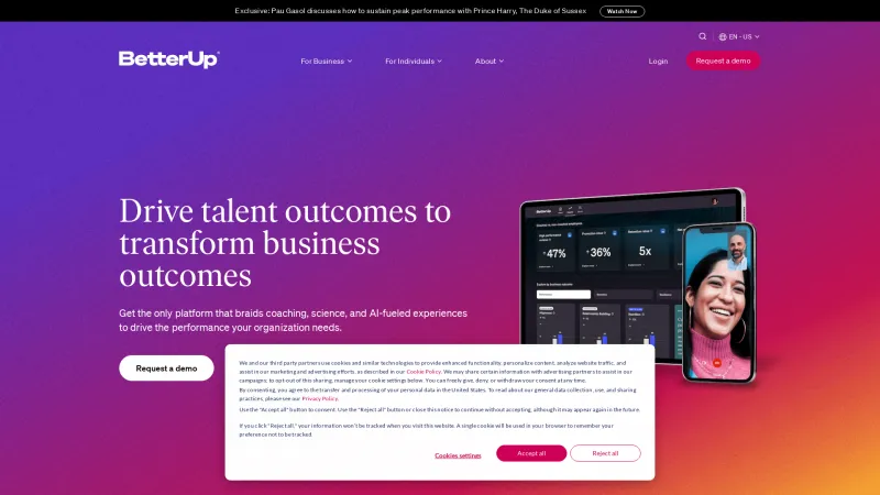 Homepage of BetterUp