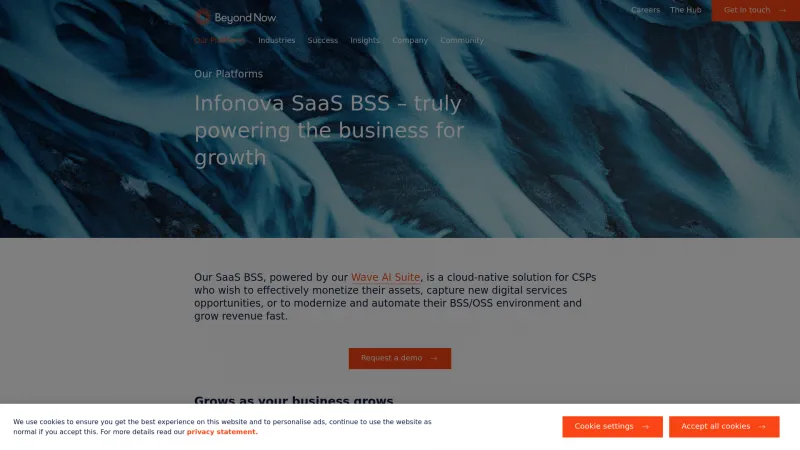 Homepage of Infonova SaaS BSS