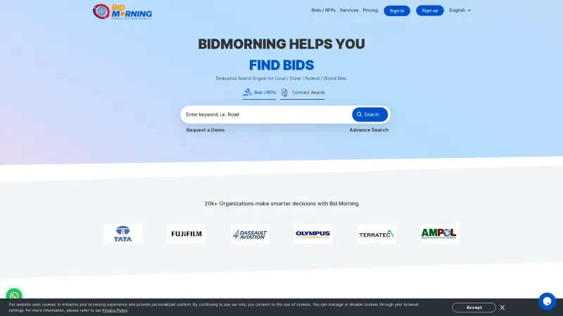 Homepage of BidMorning