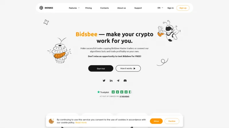 Homepage of Bidsbee