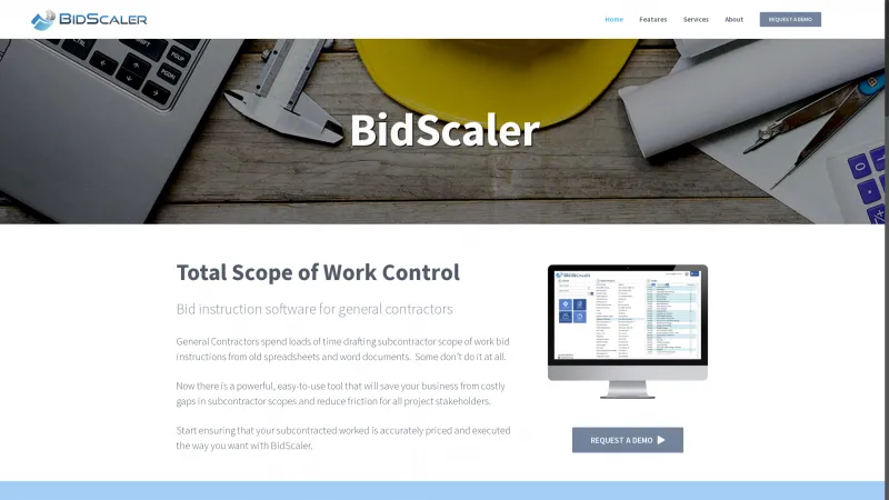 Homepage of BidScaler