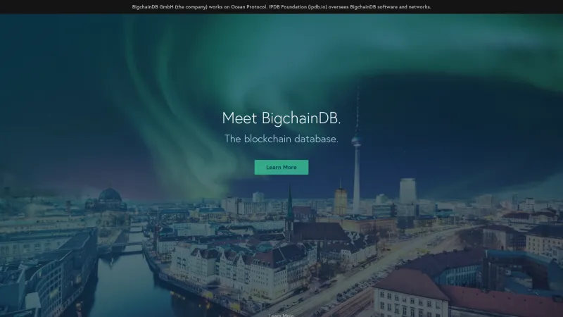 Homepage of BigchainDB