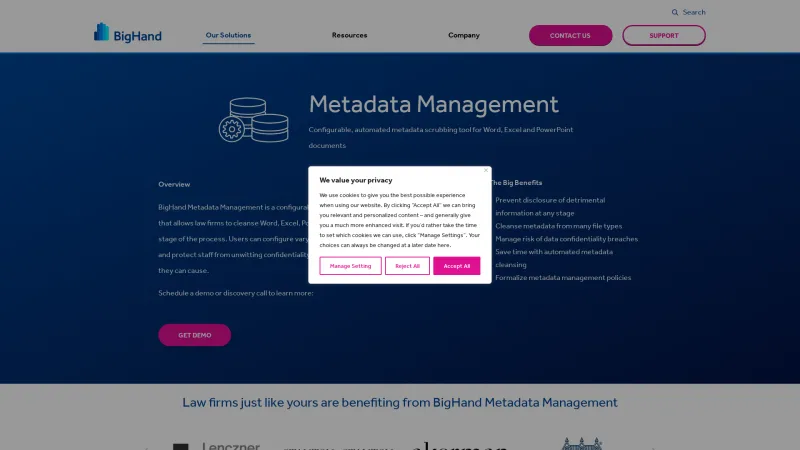 Homepage of BigHand Metadata Management