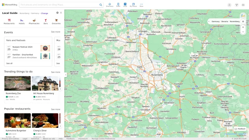 Homepage of Bing Maps