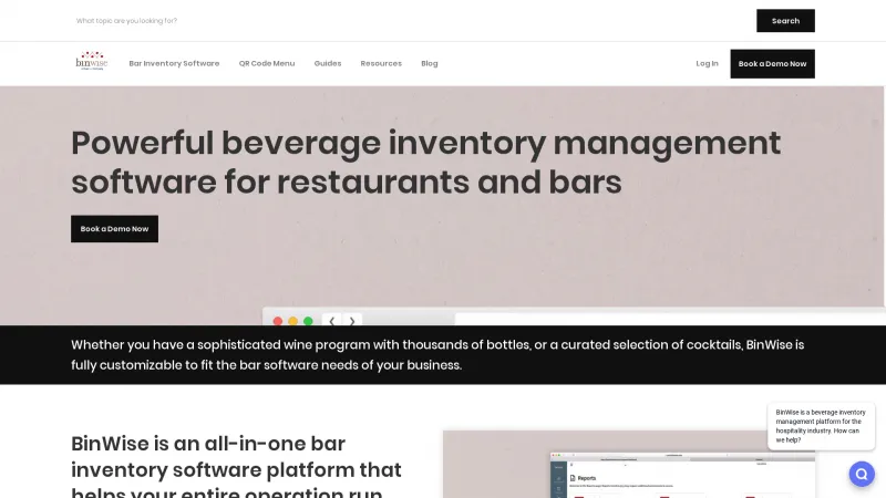 Homepage of BinWise