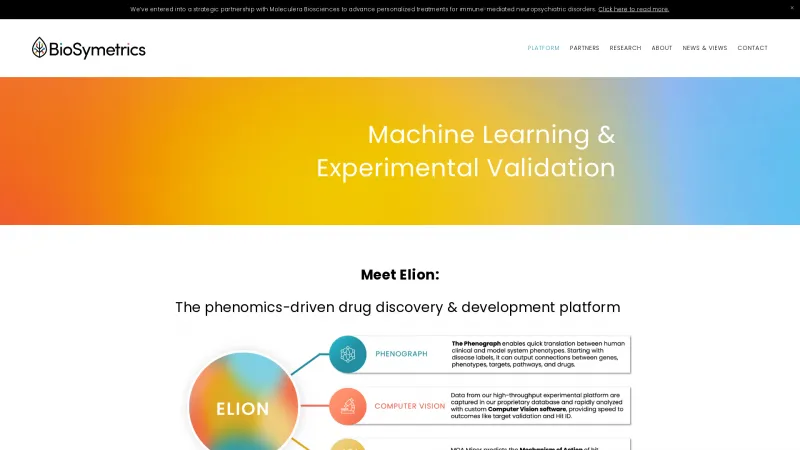 Homepage of BioSymetrics