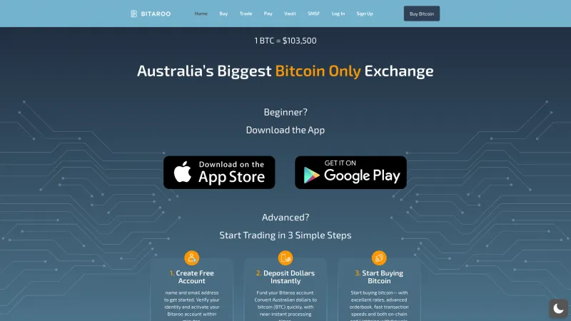 Homepage of Bitaroo