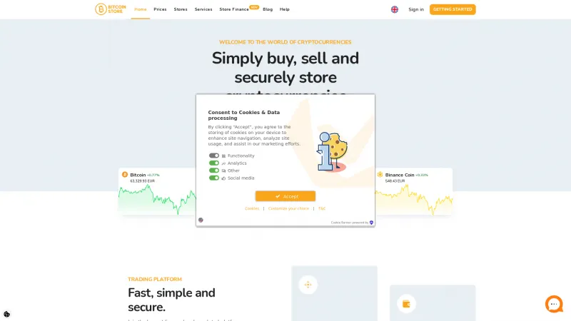 Homepage of Bitcoin Store