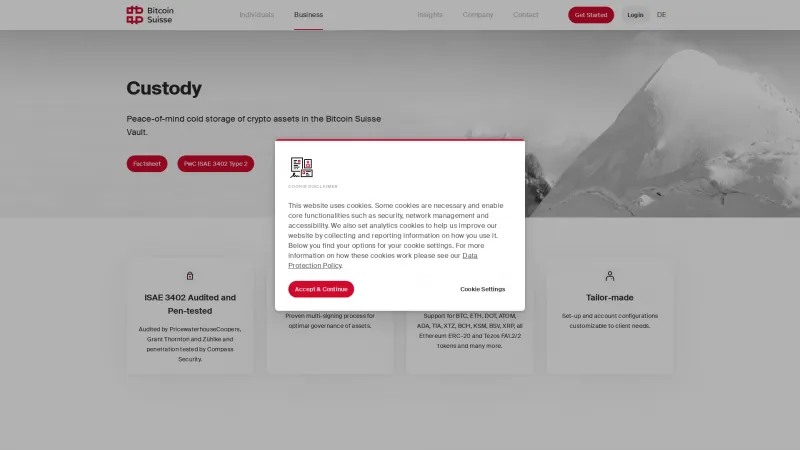 Homepage of Bitcoin Suisse