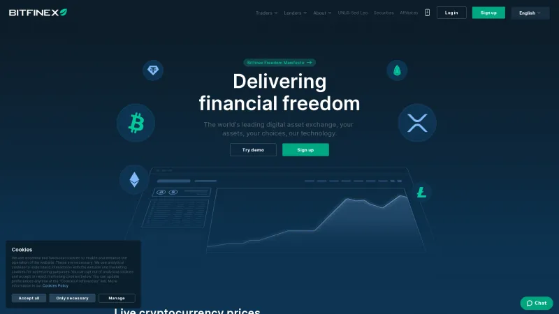 Homepage of Bitfinex