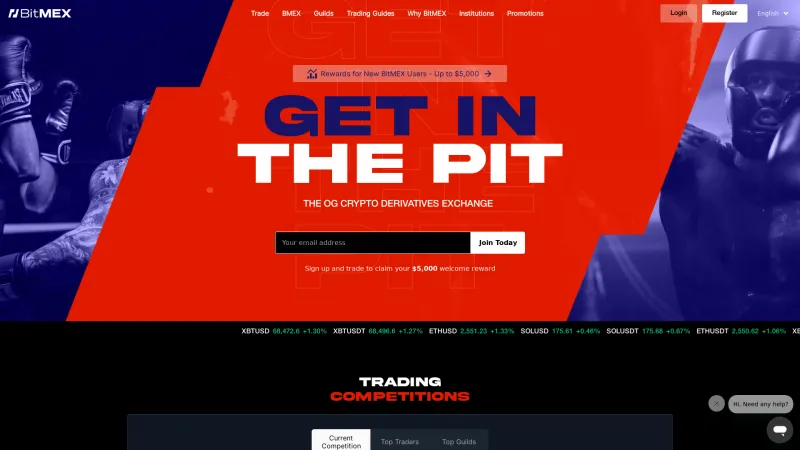 Homepage of BitMEX