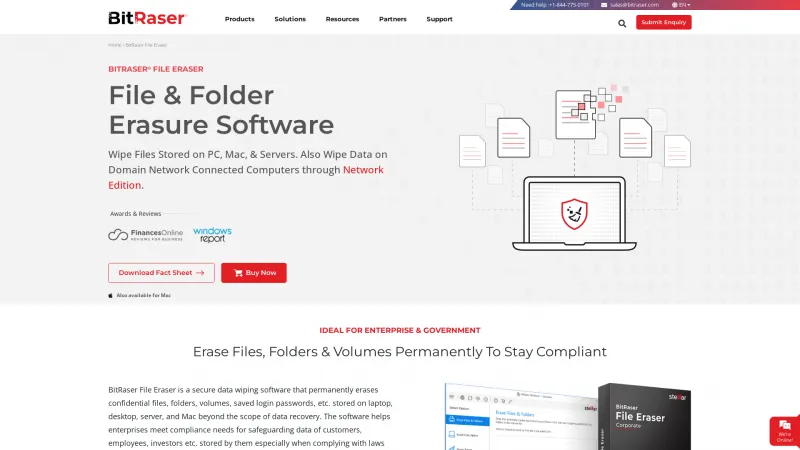 Homepage of BitRaser File Eraser