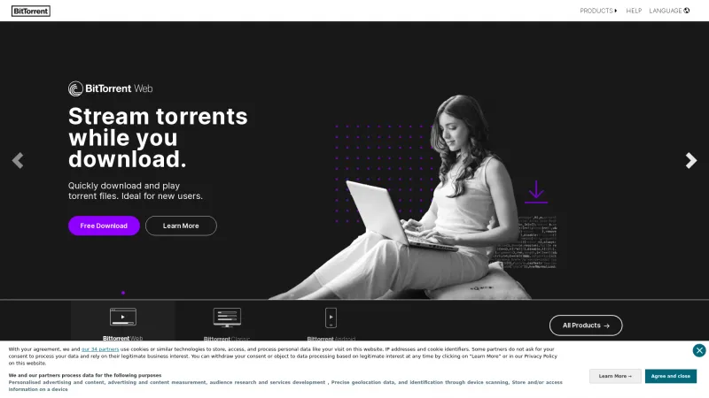 Homepage of BitTorrent