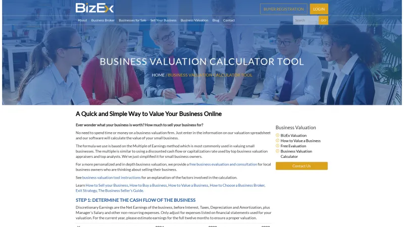 Homepage of BizEx