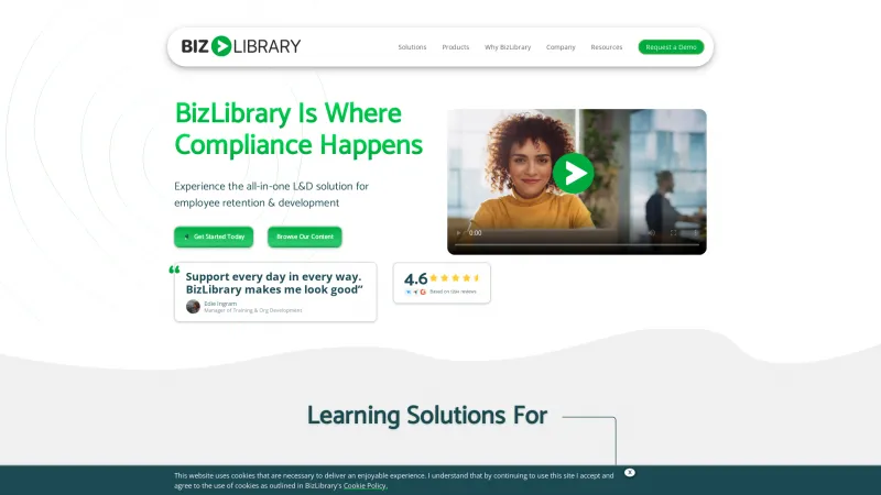 Homepage of BizLibrary