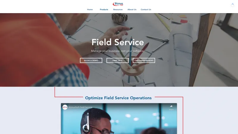 Homepage of BiznusSoft Field Service